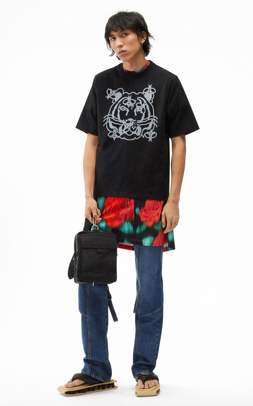 Camisetas Kenzo Bee a Tiger Hombre Negras FLJ129604